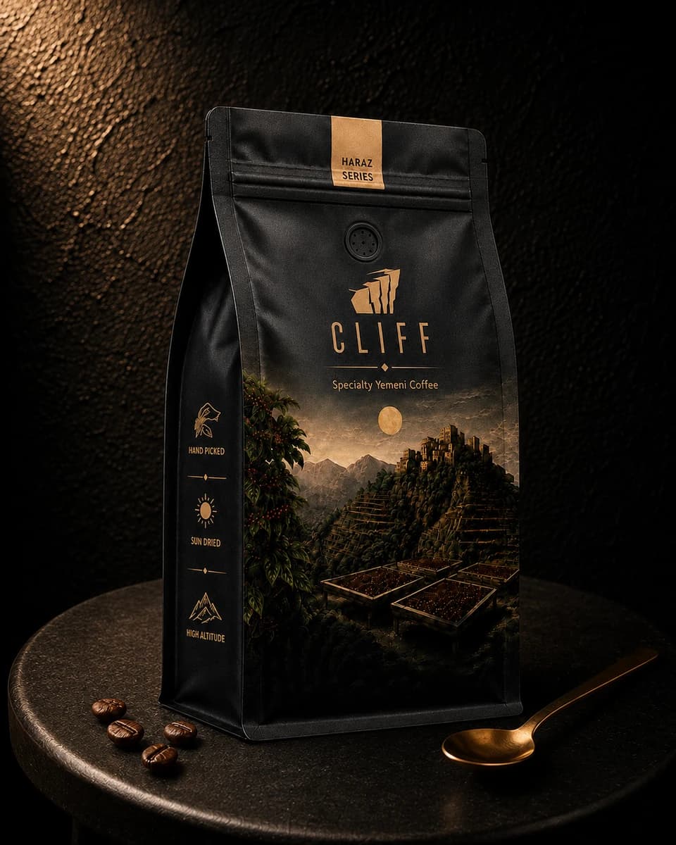 CLIFF Haraz Series 250g pack — premium black packaging with gold seal